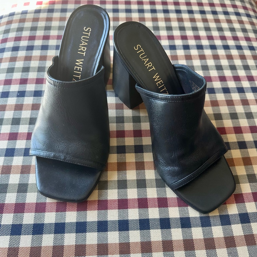 Stuart Weitzman Tia 85 Leather Mules
